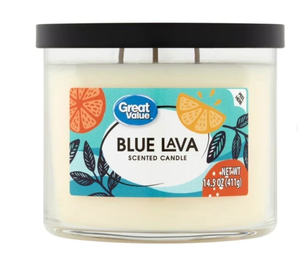 Great Value Scented Candle, Blue Lava, 3 Wick, 14 oz, glass jar with lid, NEW